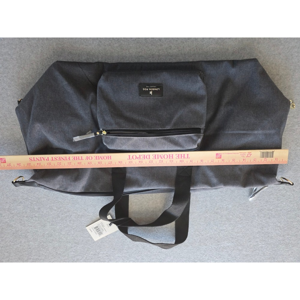 London Fog Canvas Duffel Bag Denim Weekend Travel Luggage Carry On NWT - Picture 6 of 9